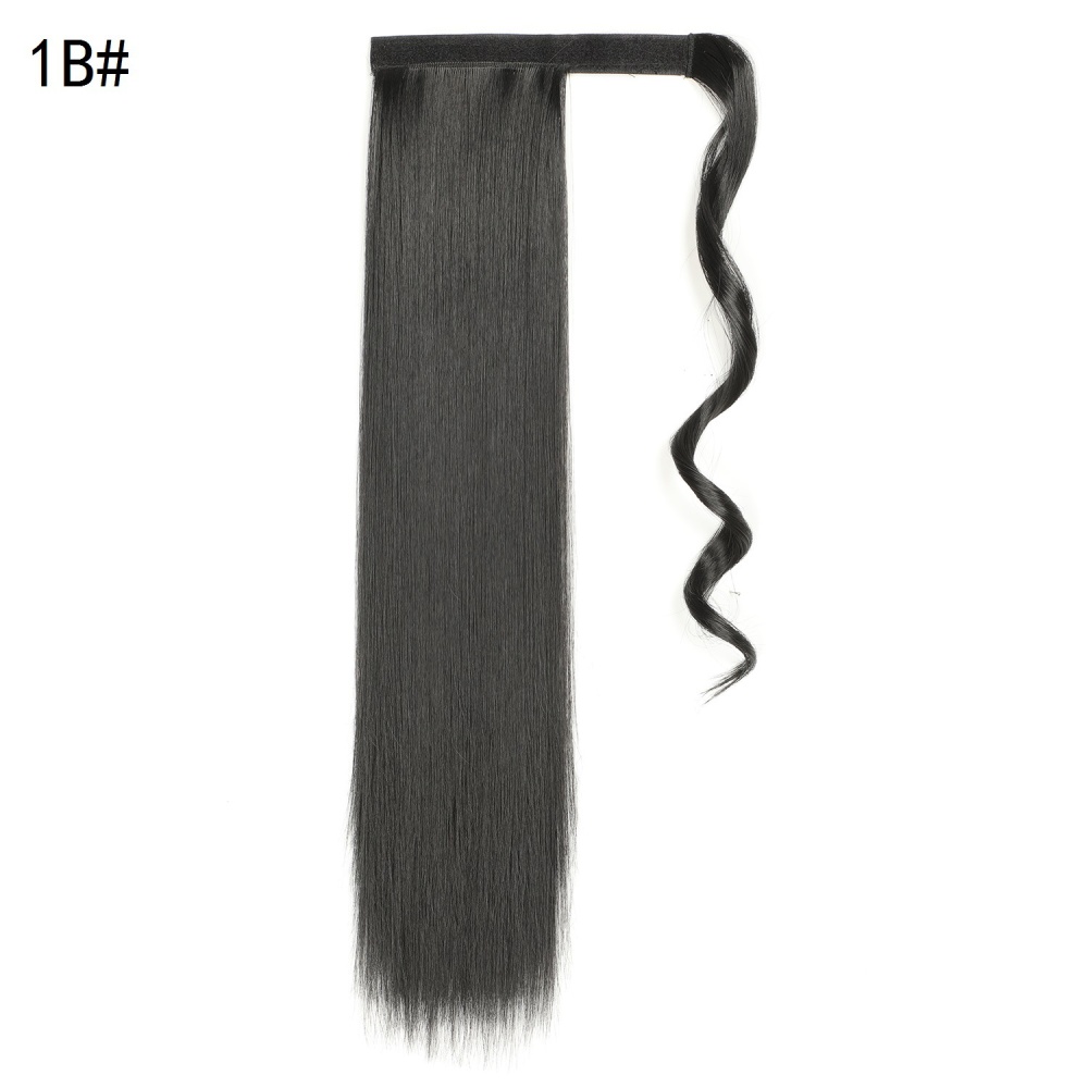 Long fiber straight hair horsetail velcro wig