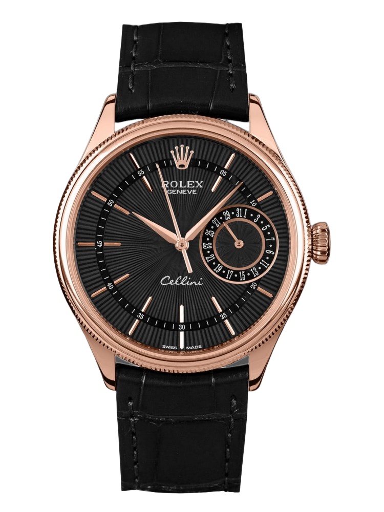 【Super Clone】Rolex Cellini Date 50515 Rose Gold Black Index Dial 39mm Mens Replica Watch