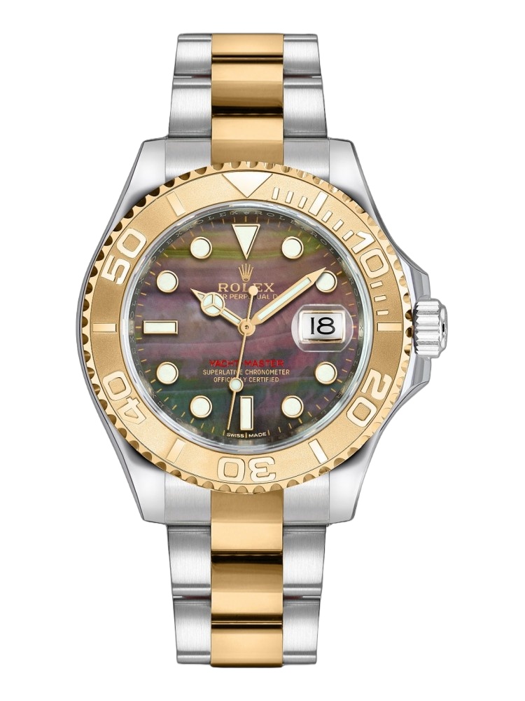【Super Clone】Rolex Yacht-Master 168623 Steel Yellow Gold Black MOP Dial 35MM Unisex Replica Watch