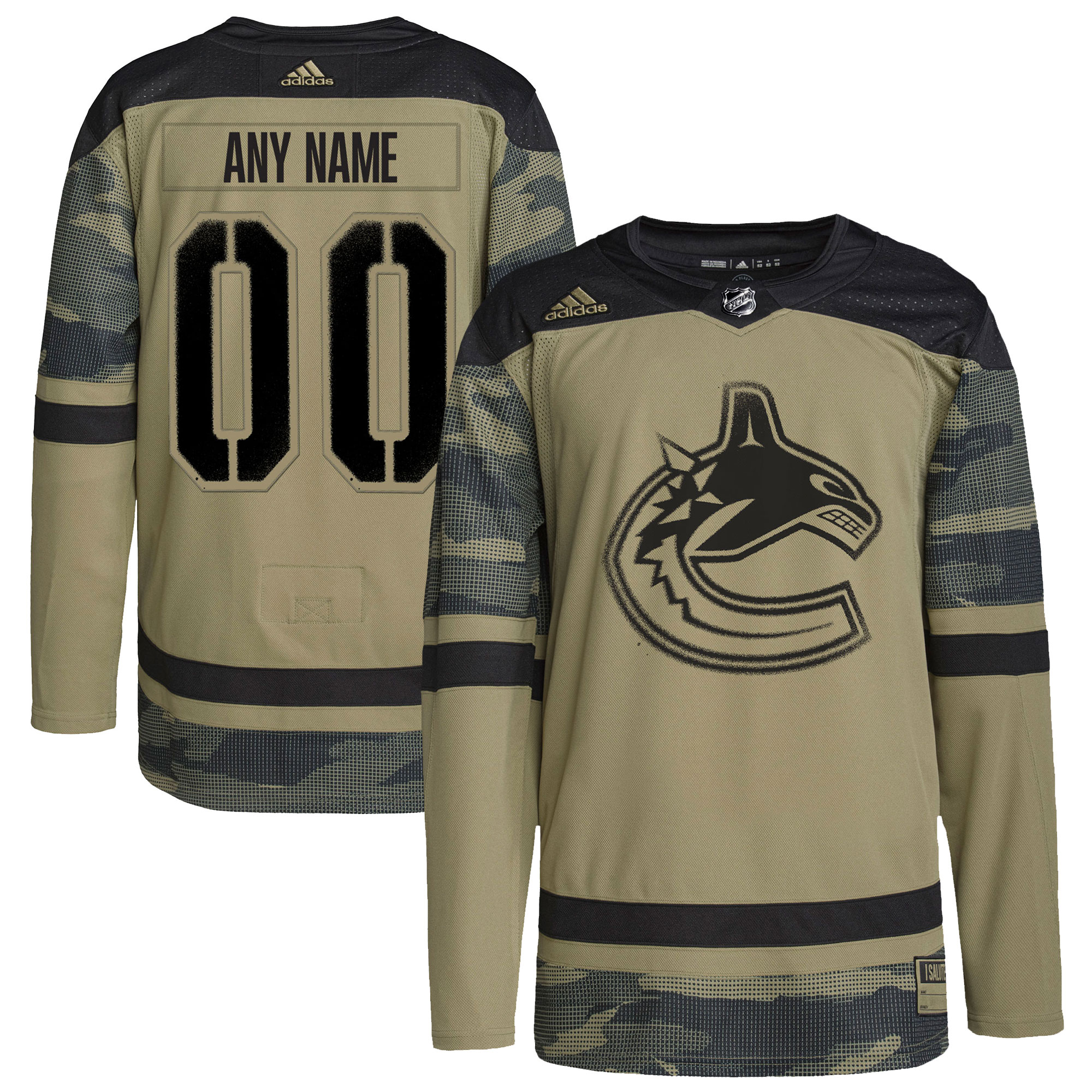 Vancouver Canucks adidas Logo Military Appreciation Team Authentic Custom Practice Jersey – Camo
