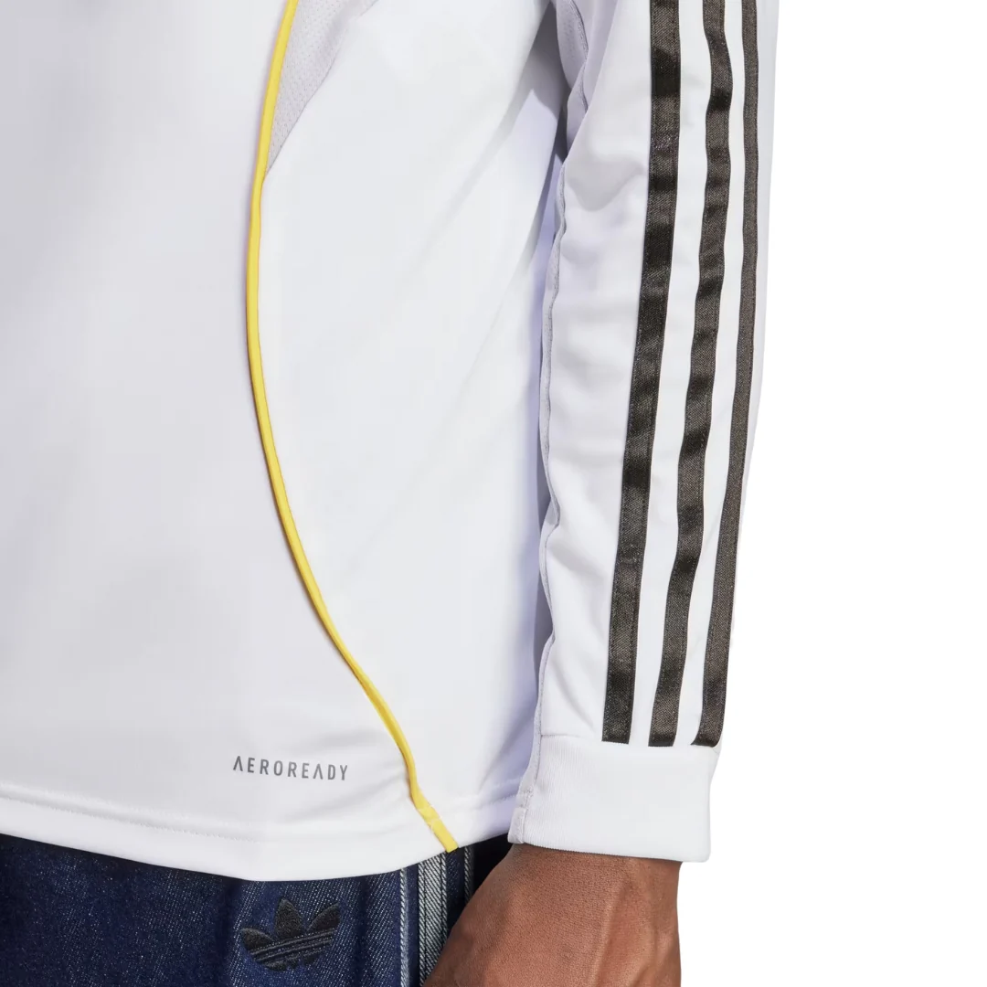 adidas Real Madrid Mbappe Long Sleeve Home Jersey w/ Intercontinental + Champions League Patches 25/26 (White)
