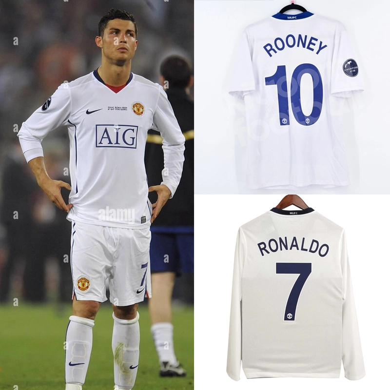 Retro 2008-09 Manchester United Champions League Edition away white football jersey retro