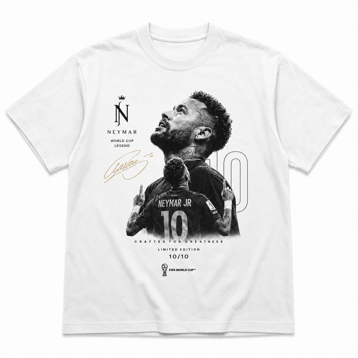 Neymar World Cup Printed T-Shirt  Unisex Loose Fit T-Shirt 100% Cotton Soft Comfortable Summer Casual Printed Top