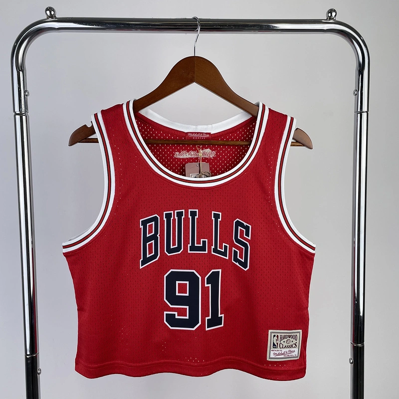 1997-98 NBA Chicago Bulls Woman 91 RODMAN Red Basketball Jersey