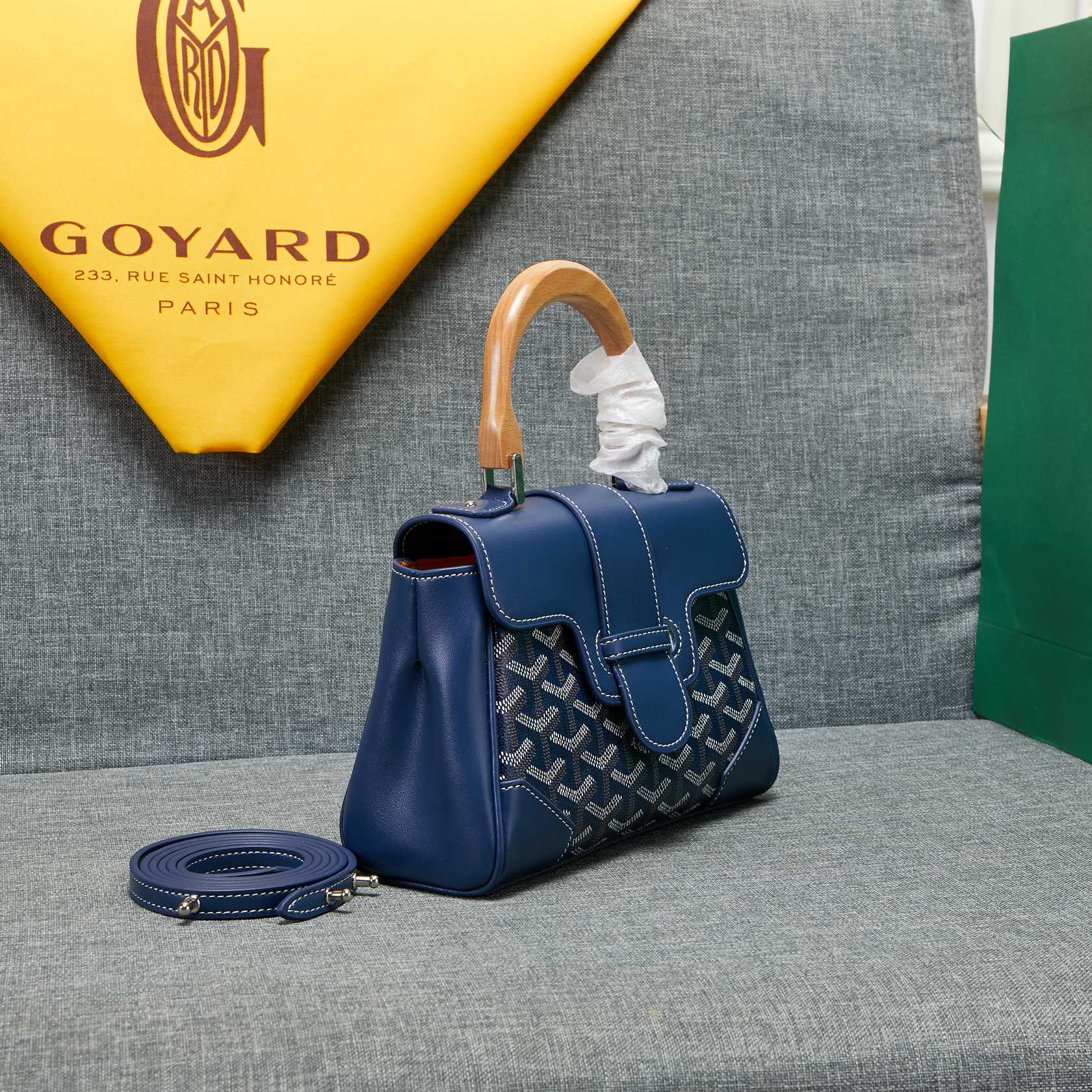 Goyard Saigon Souple Mini Bag Dark Blue Canvas 20cm