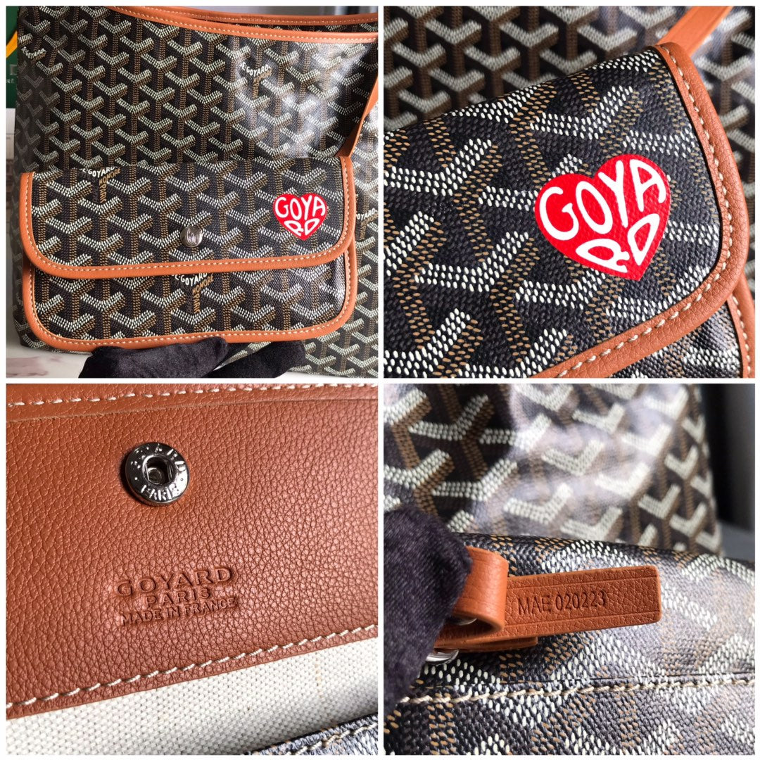 Goyard Hobo Boheme 42Cm Black And Tan Canvas