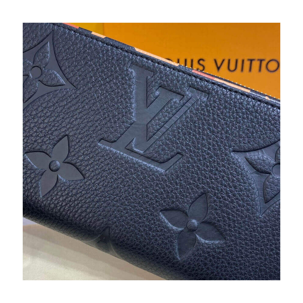 Louis Vuitton Monogram Empreinte Leather with Animal-Print Zippy Wallet Black