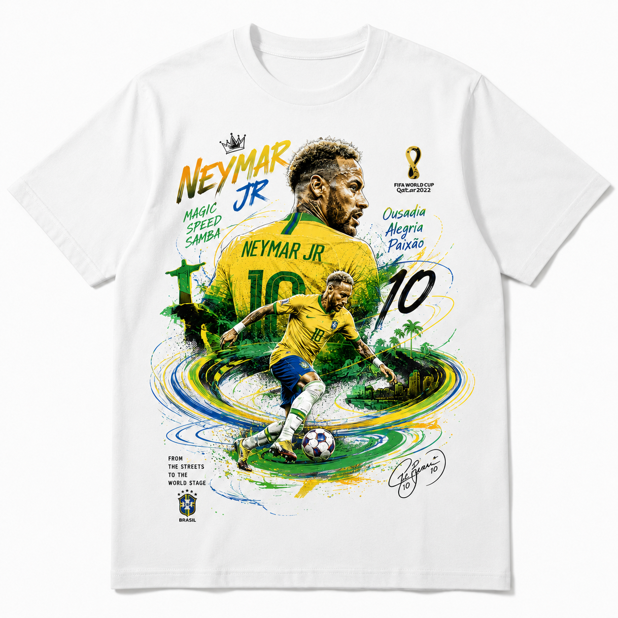 Neymar World Cup Printed T-Shirt  Unisex Loose Fit T-Shirt 100% Cotton Soft Comfortable Summer Casual Printed Top
