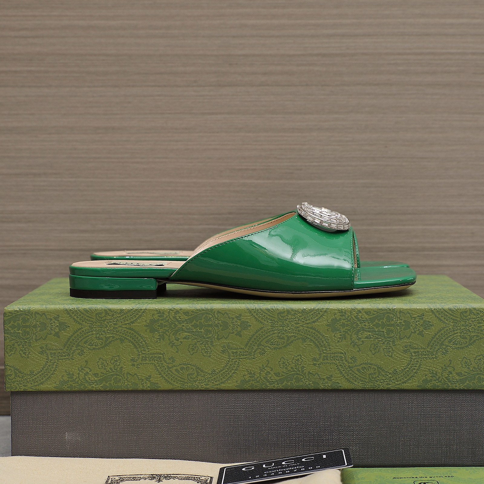 Gucci Gg Crystal Slippers Green