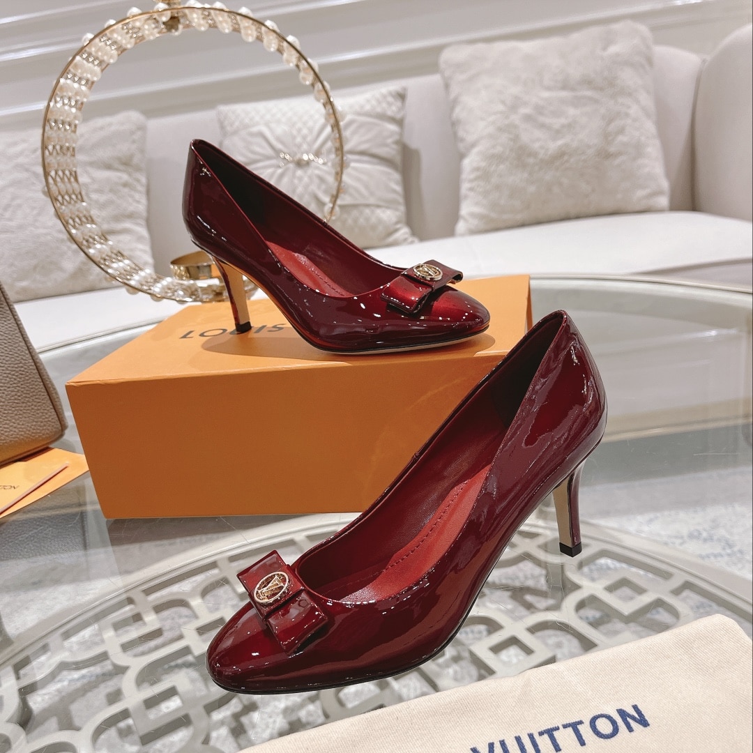 Louis Vuitton Patent Leather Pumps Dark Red