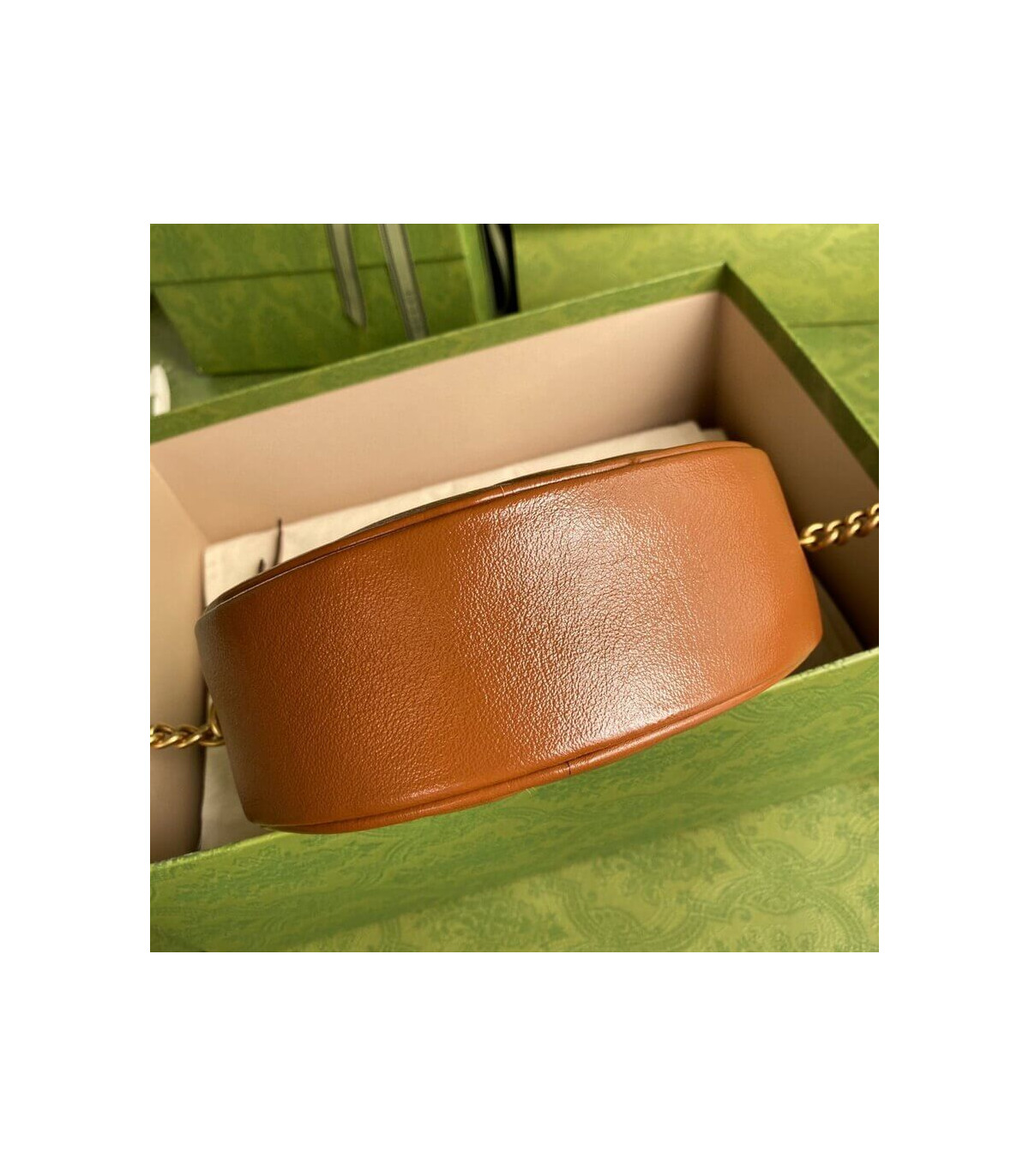 Gucci GG Marmont Mini Round Shoulder Bag Brown