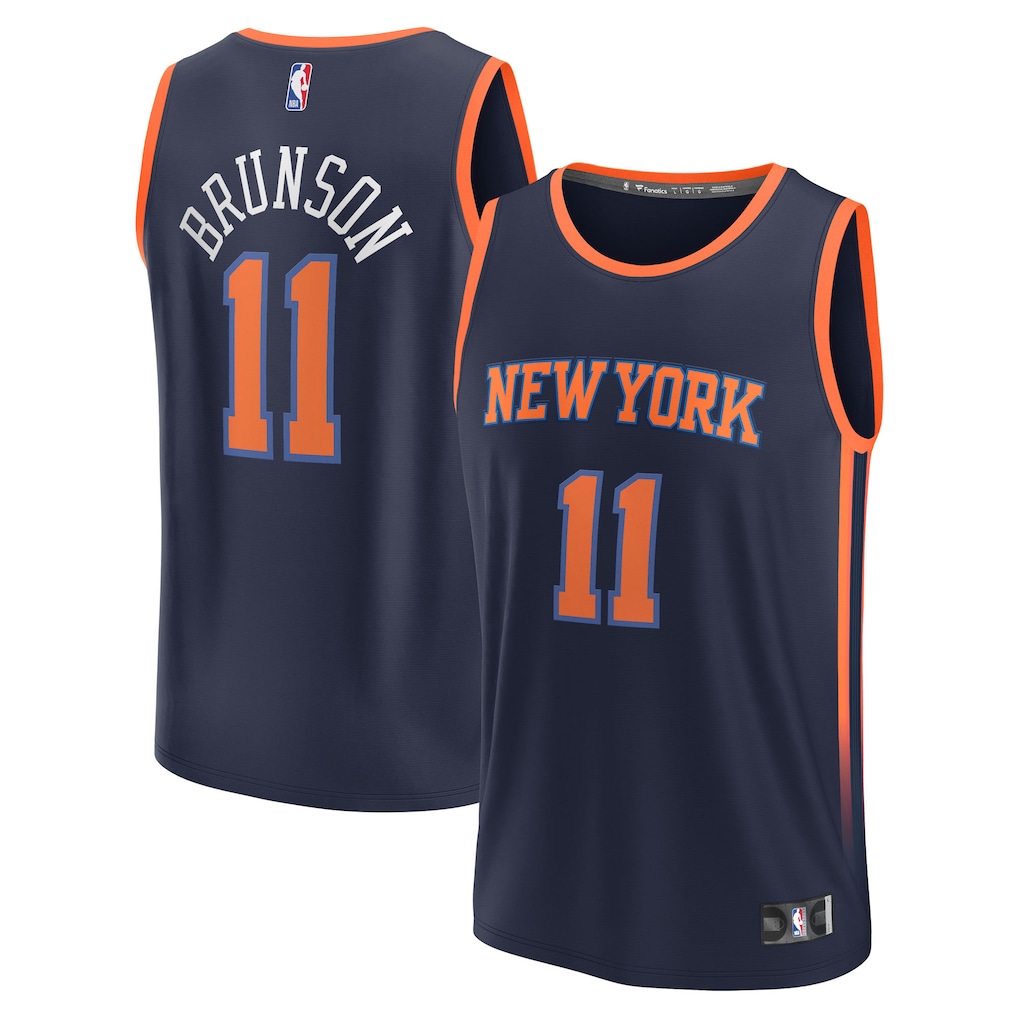 Men's New York Knicks Jalen Brunson Fanatics Navy Fast Break Replica Player Jersey - Statement Edition