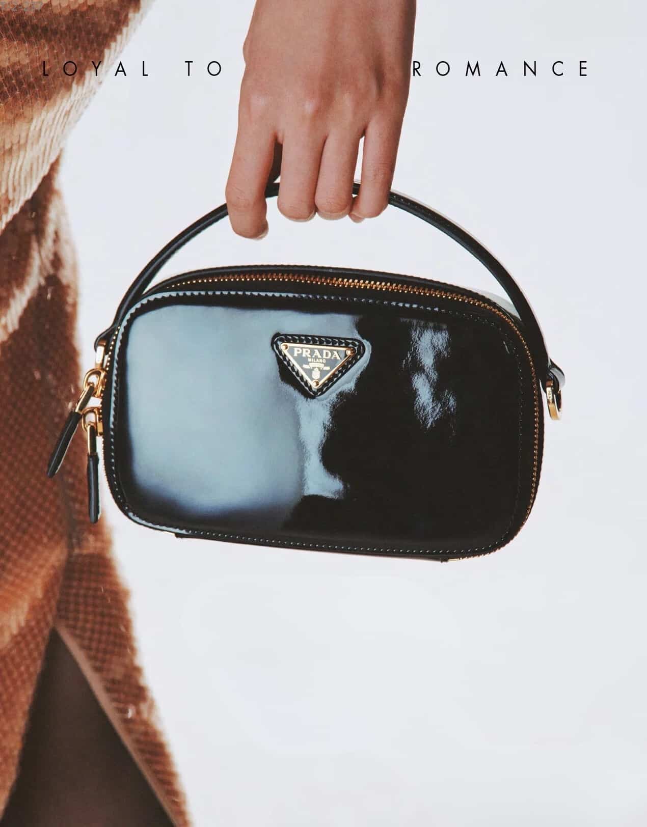 Prada Patent Leather Mini Pouch Black 18Cm