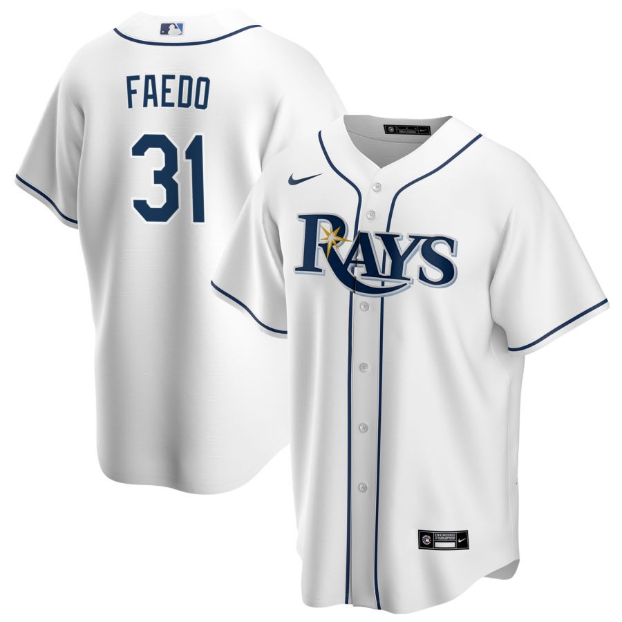 Men's Tampa Bay Rays Nike White Home Replica  Jersey-Alex Faedo