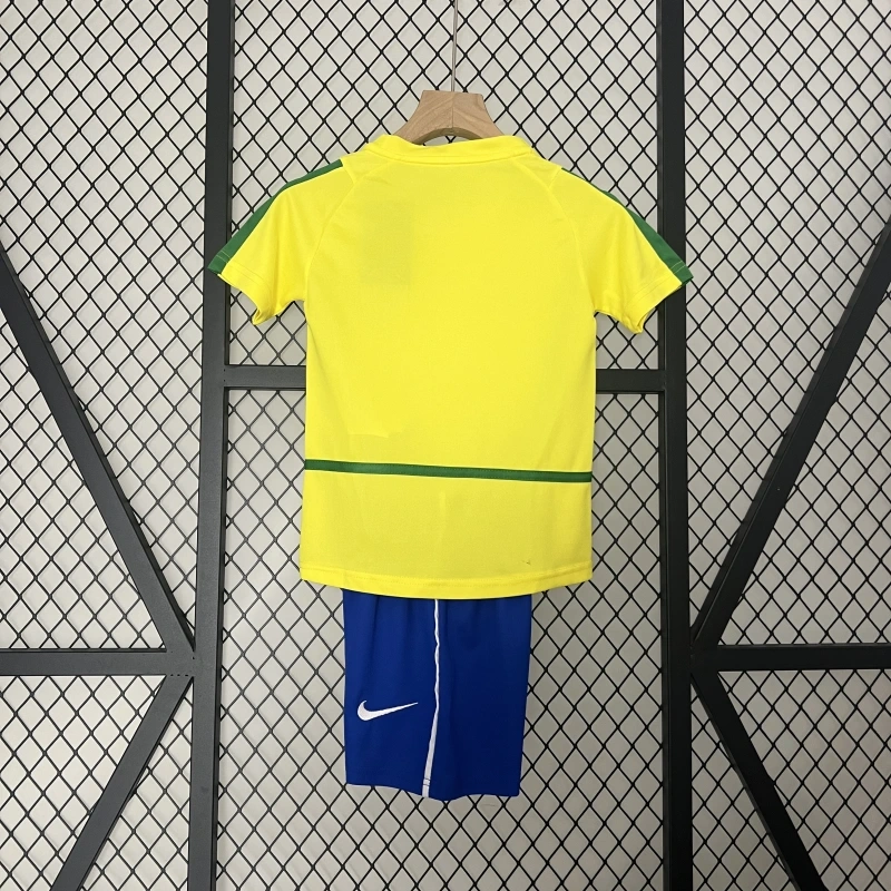 retro kids 2002 kids Brazil home football jersey retro