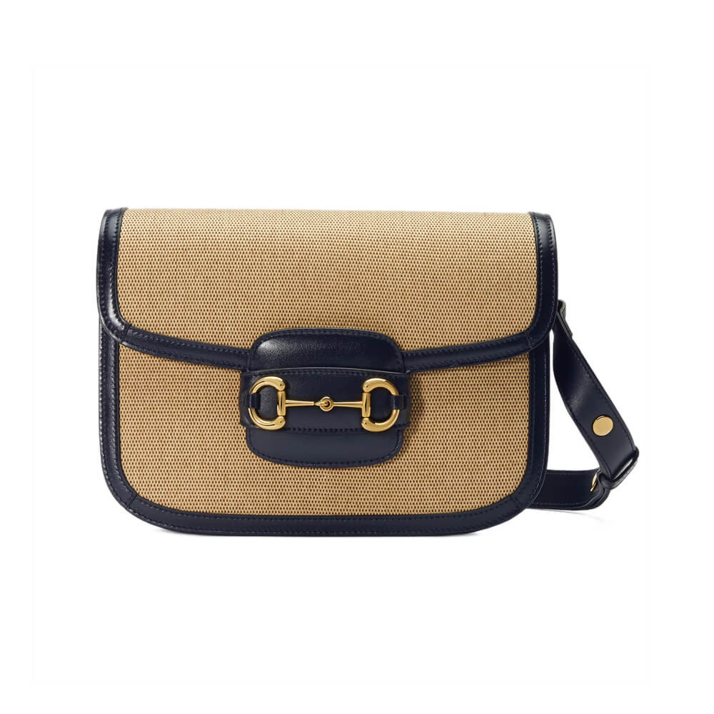 Gucci Horsebit 1955 Small Bag in Beige Canvas