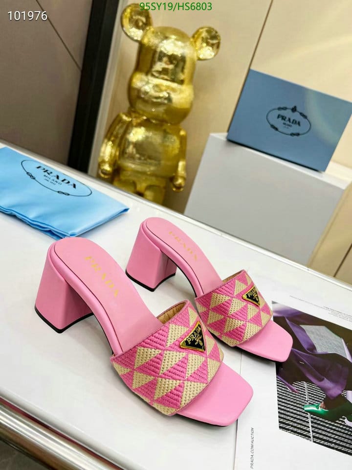 Prada Triangolo Jacquard Mules Pink