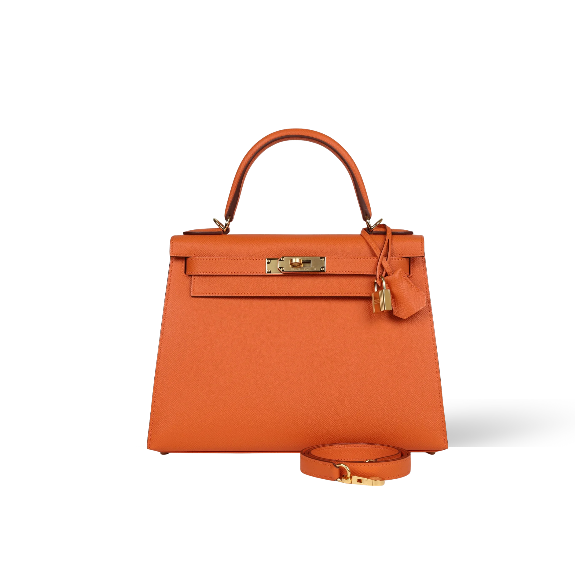 Hermes Kelly 25 Bag In Gold Orange Epsom Leather For Women 25cm/10in