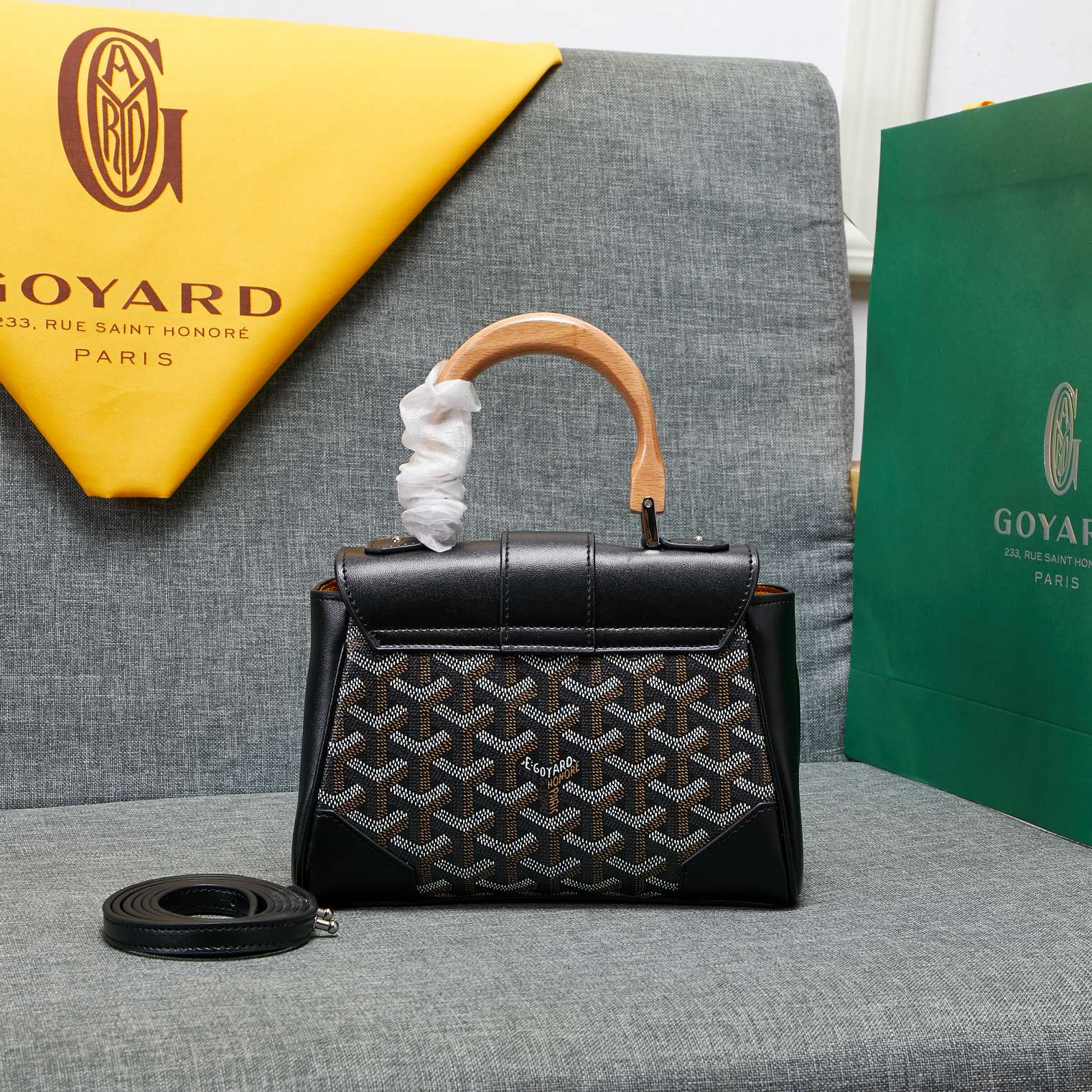 Goyard Saigon Souple Mini Bag Black Canvas 20cm
