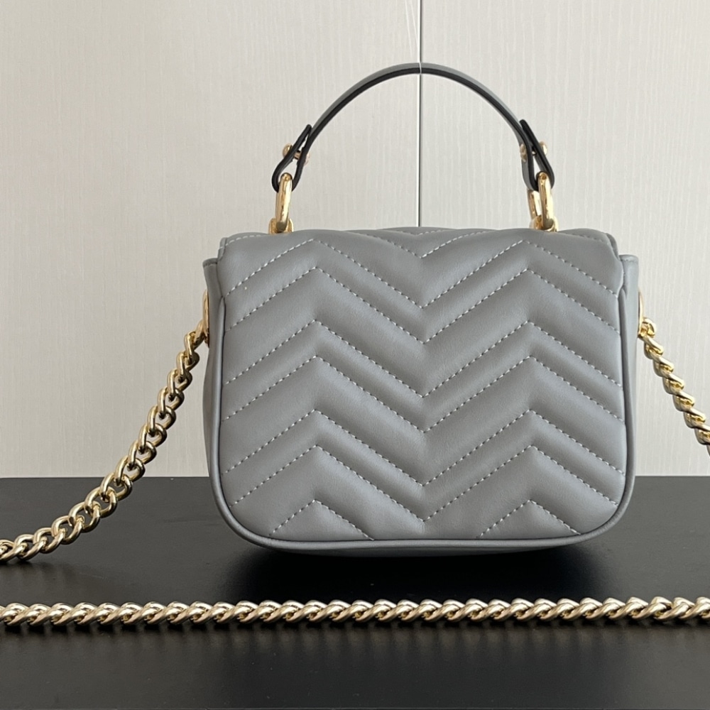 Gucci Gg Marmont Mini Shoulder Bag Grey 17cm
