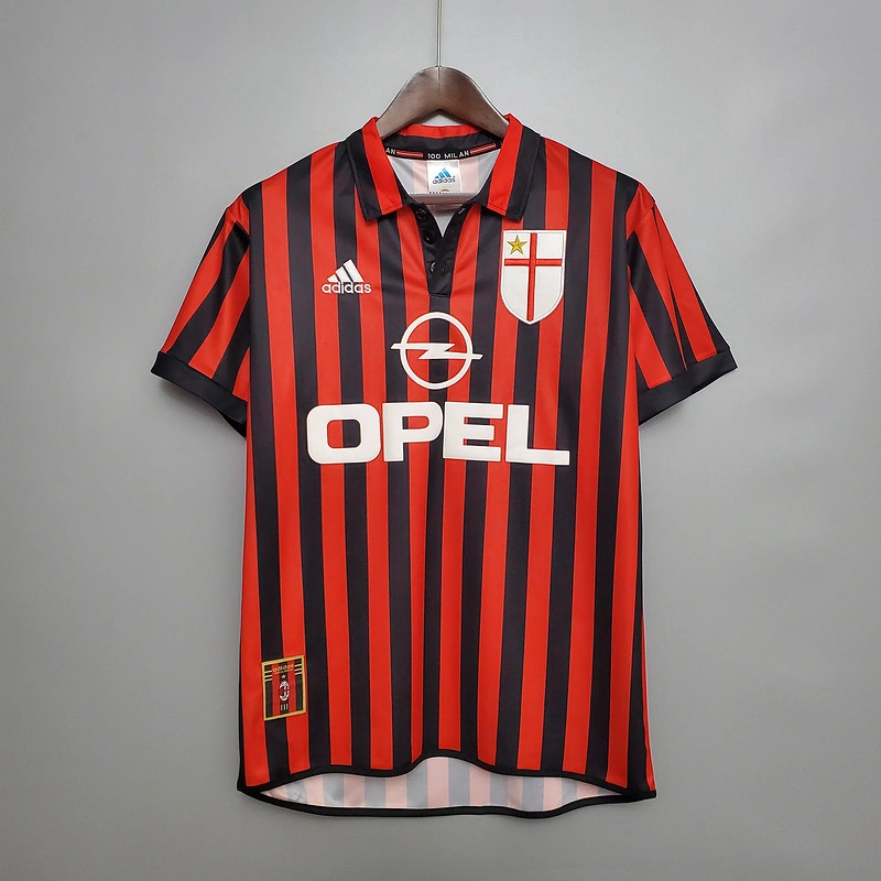 Retro 1999-00 AC Milan Centenary home BOBAN BARESI MALDINI SHEVCHENKO Football jersey retro