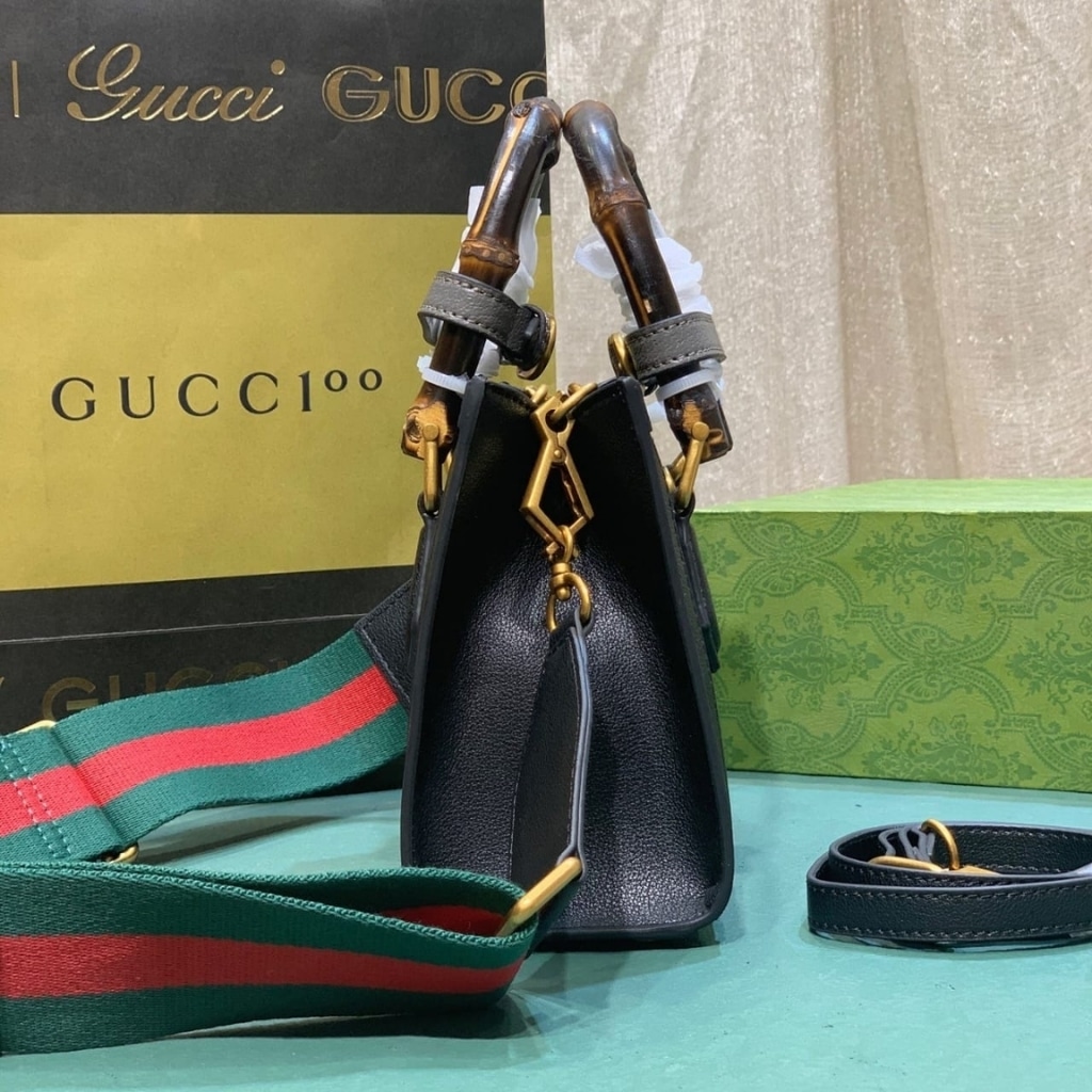 Gucci Diana Small Tote Bag Black Leather 20cm ‎702732 U3ZDT 1073
