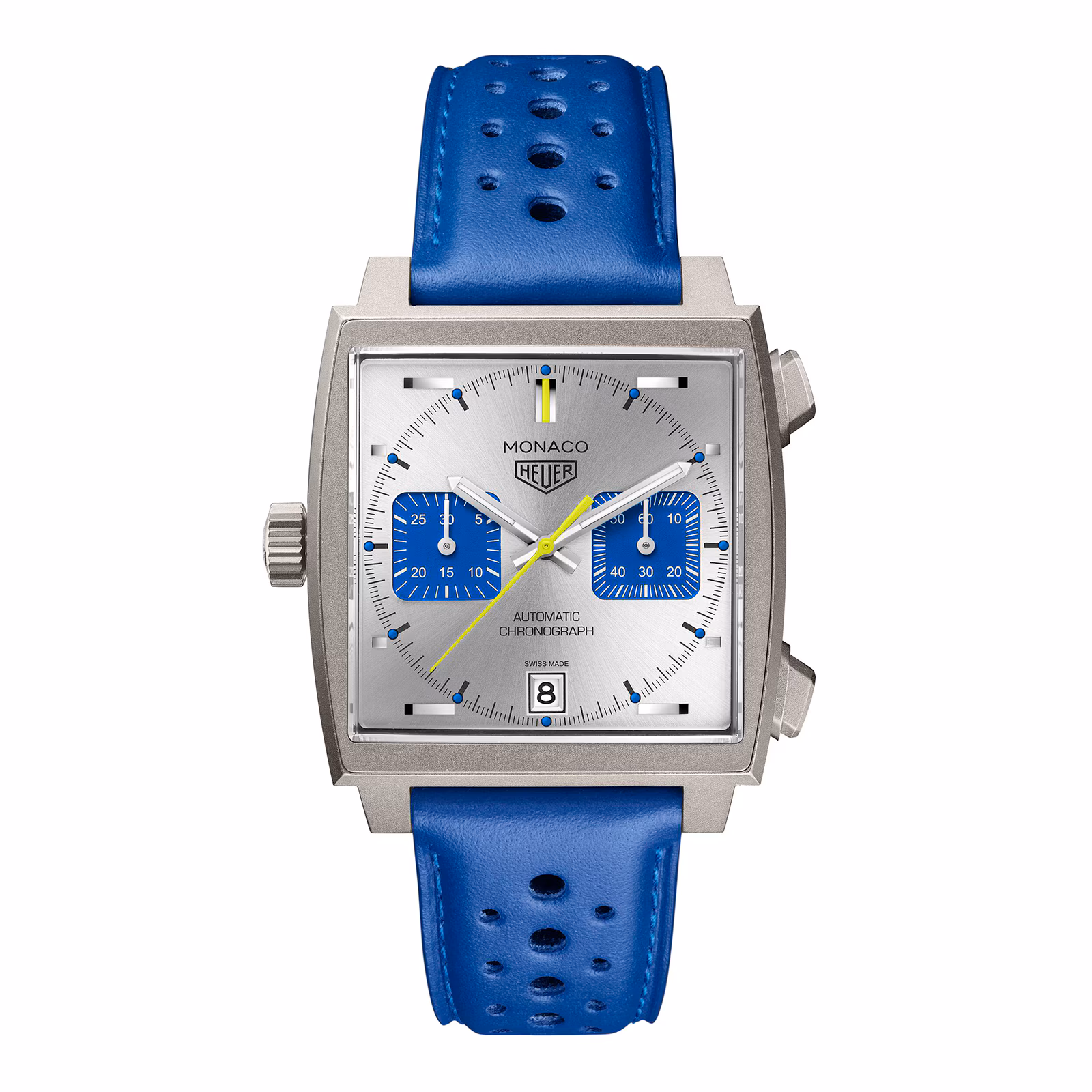TAG Heuer Monaco Chronograph Racing Blue Limited Edition 39mm Mens Watch Silver CAW218C.FC6548