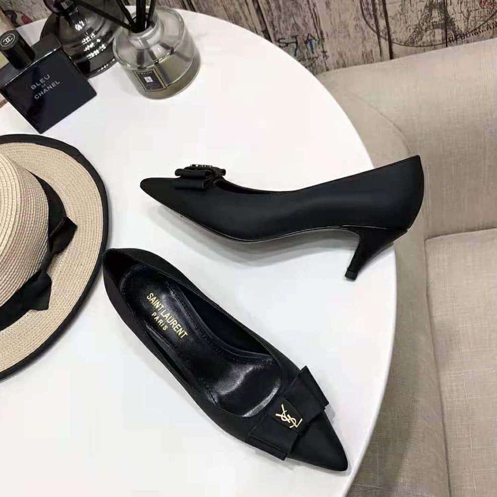 Saint Laurent Women’S Anais Bow Pumps In Black