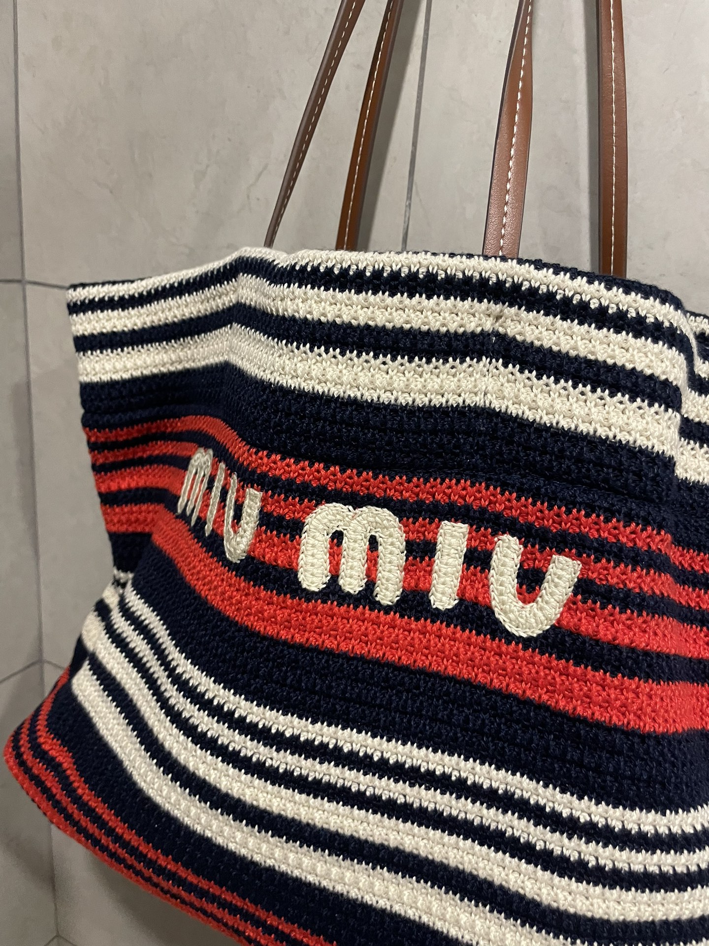 Miu Miu-Raffia woven tote bag