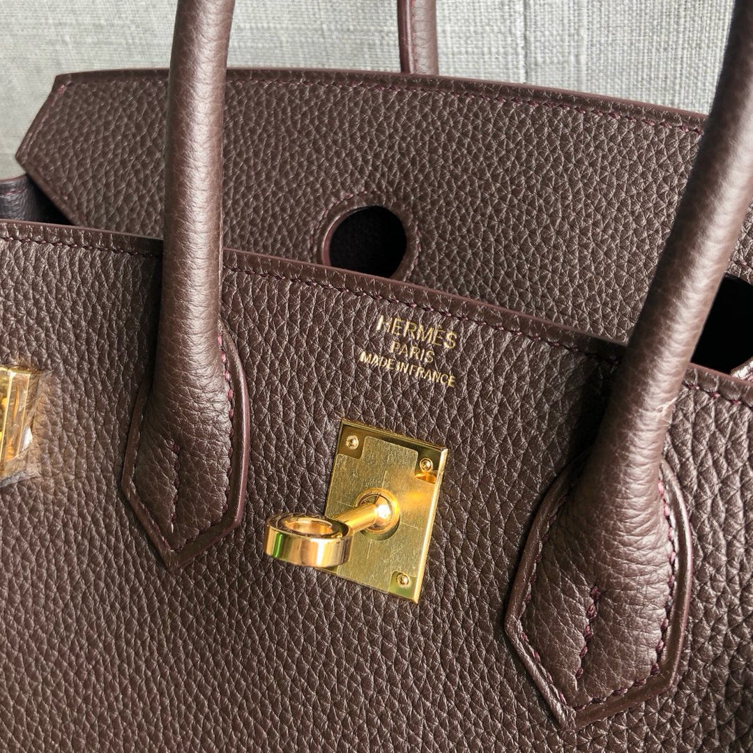 Hermes Birkin 25Cm Cafe Togo Leather Gold Hardware