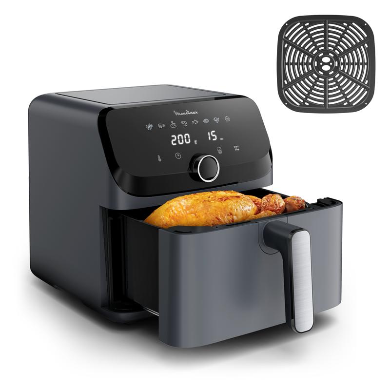 Friteuse Airfryer Easy Fry MOULINEX，8L, Jusqu'à 8 personnes, 6 Programmes intuitifs, Air Fryer, Repas complet, synchronisation, Économie d'énergie