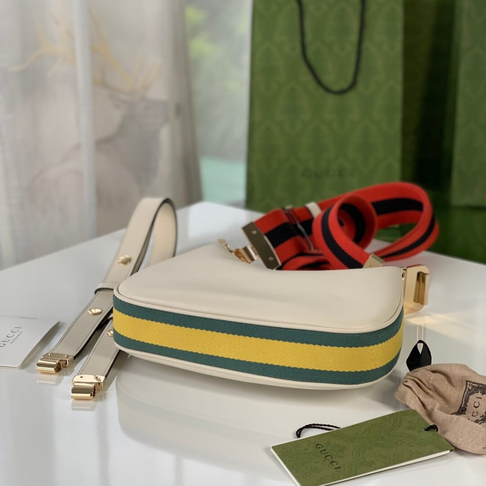 Gucci White Leather Attache Small Shoulder Bag