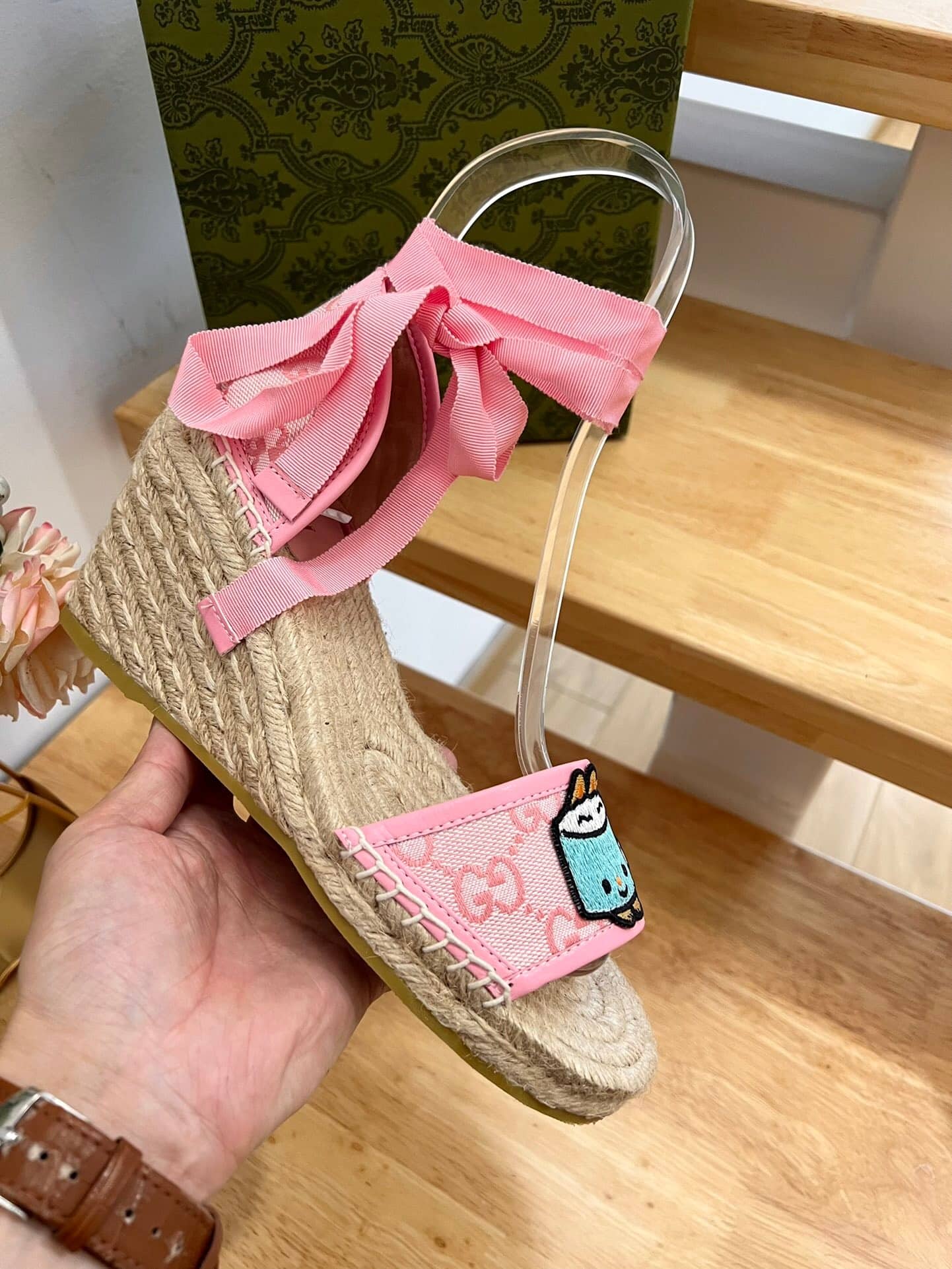 Gucci Women’S Gg Espadrille With Patch Pink