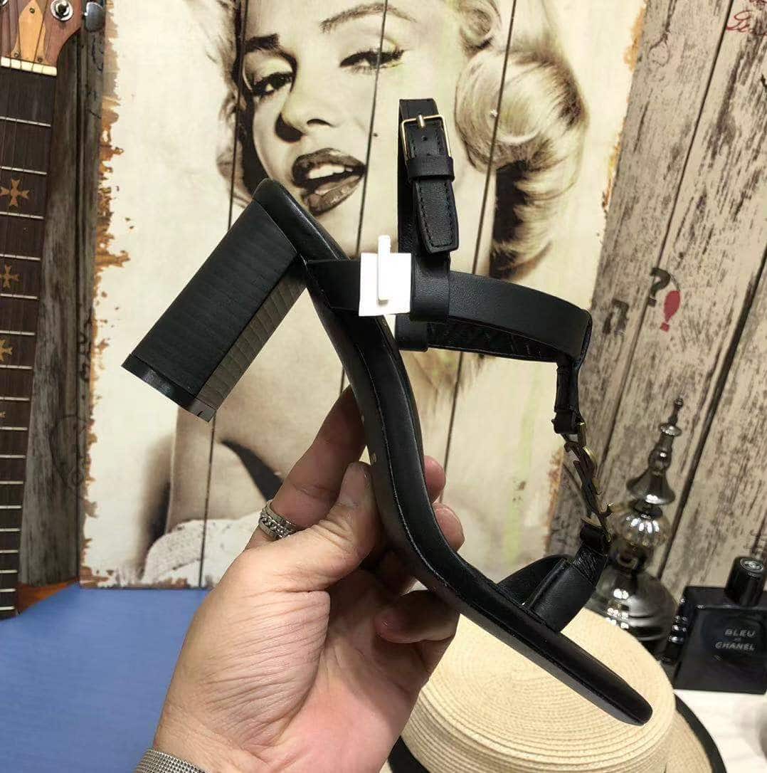 Saint Laurent Cassandra Leather Slingback Sandals Black 658198Dwett1000