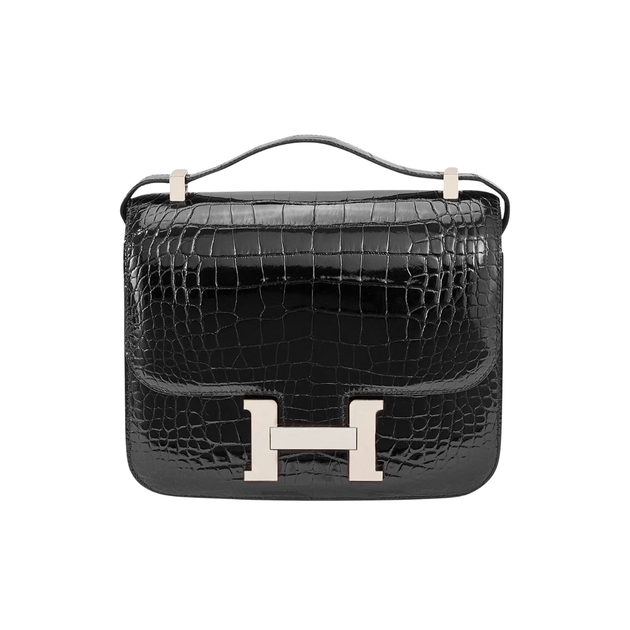 Hermès Mini Constance 19 Shiny Alligator Black Palladium Hardware 19cm / 7.5in
