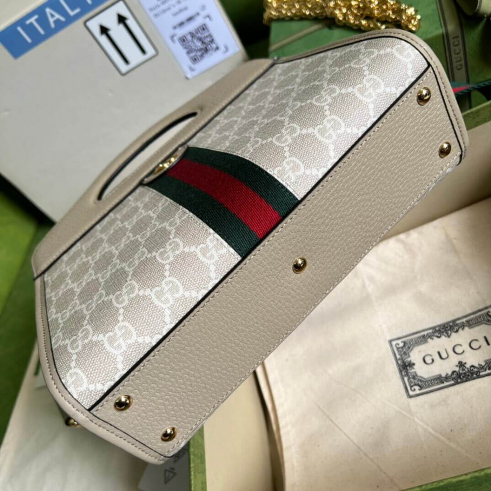 Gucci Ophidia Small Tote With Web White