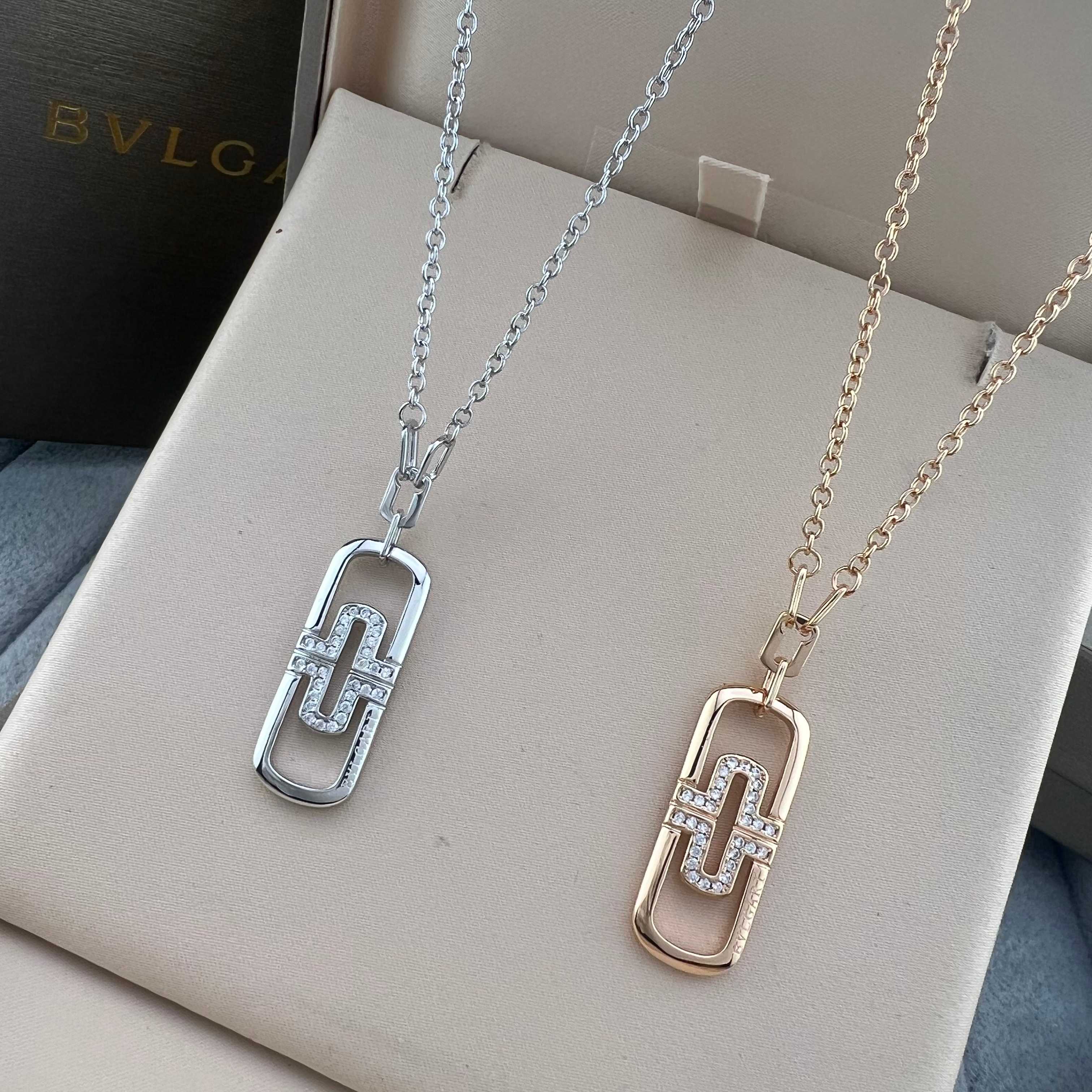 Medium Half Diamond Paperclip Necklace