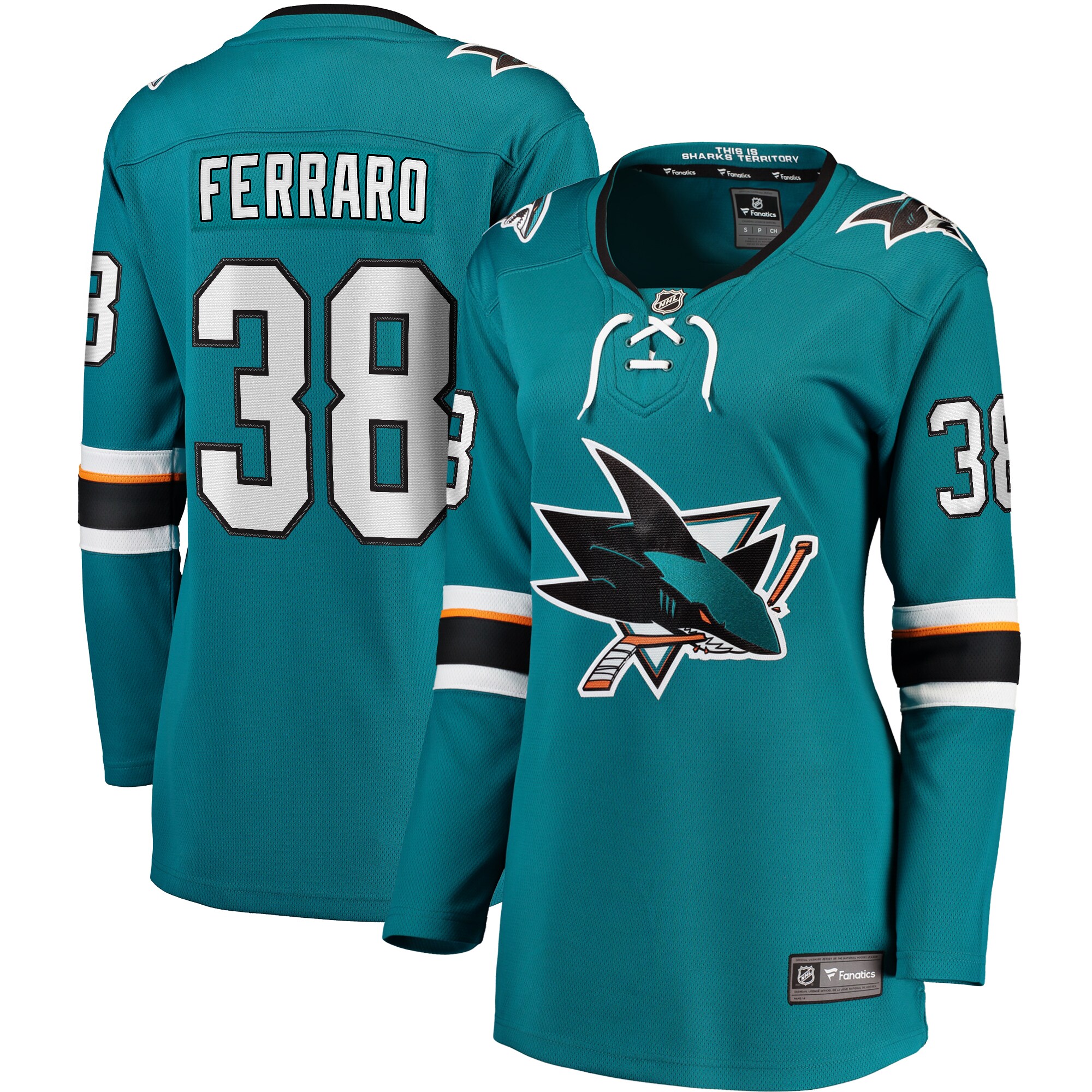 Mario Ferraro San Jose Sharks Fanatics Women’s Home Breakaway Player Jersey – Teal