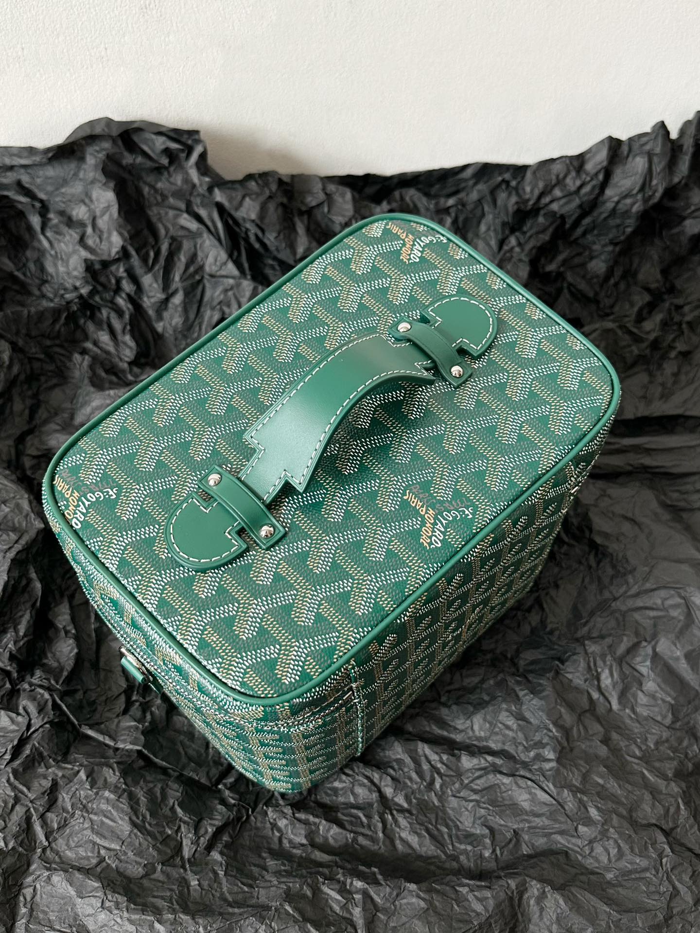 Goyard Goya Makeup Box Bag 20Cm Green Canvas