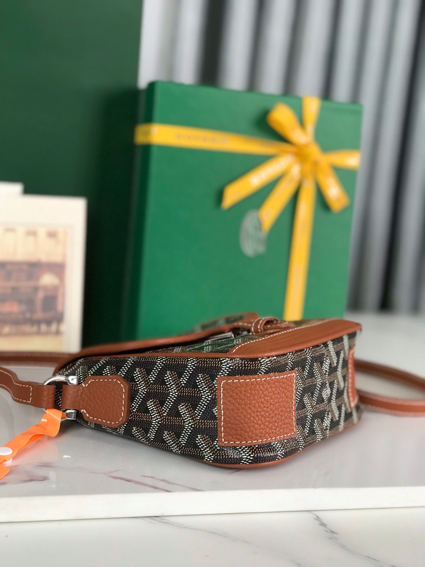 Goyard Grand Bleu 16 Cm Black Goyardine Canvas And Tan Lambskin