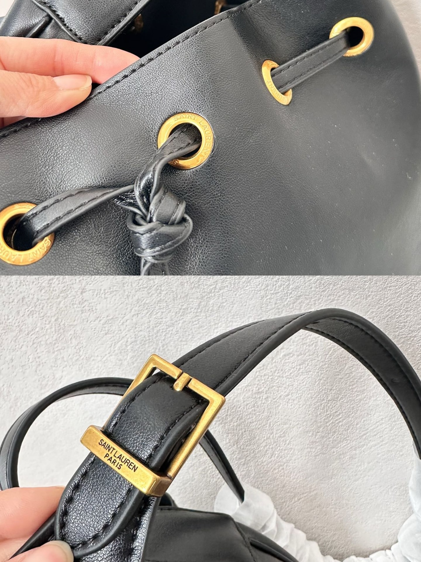 Saint Laurent Paris Vii Flat Hobo Bag In Smooth Leather Bag Black 23Cm