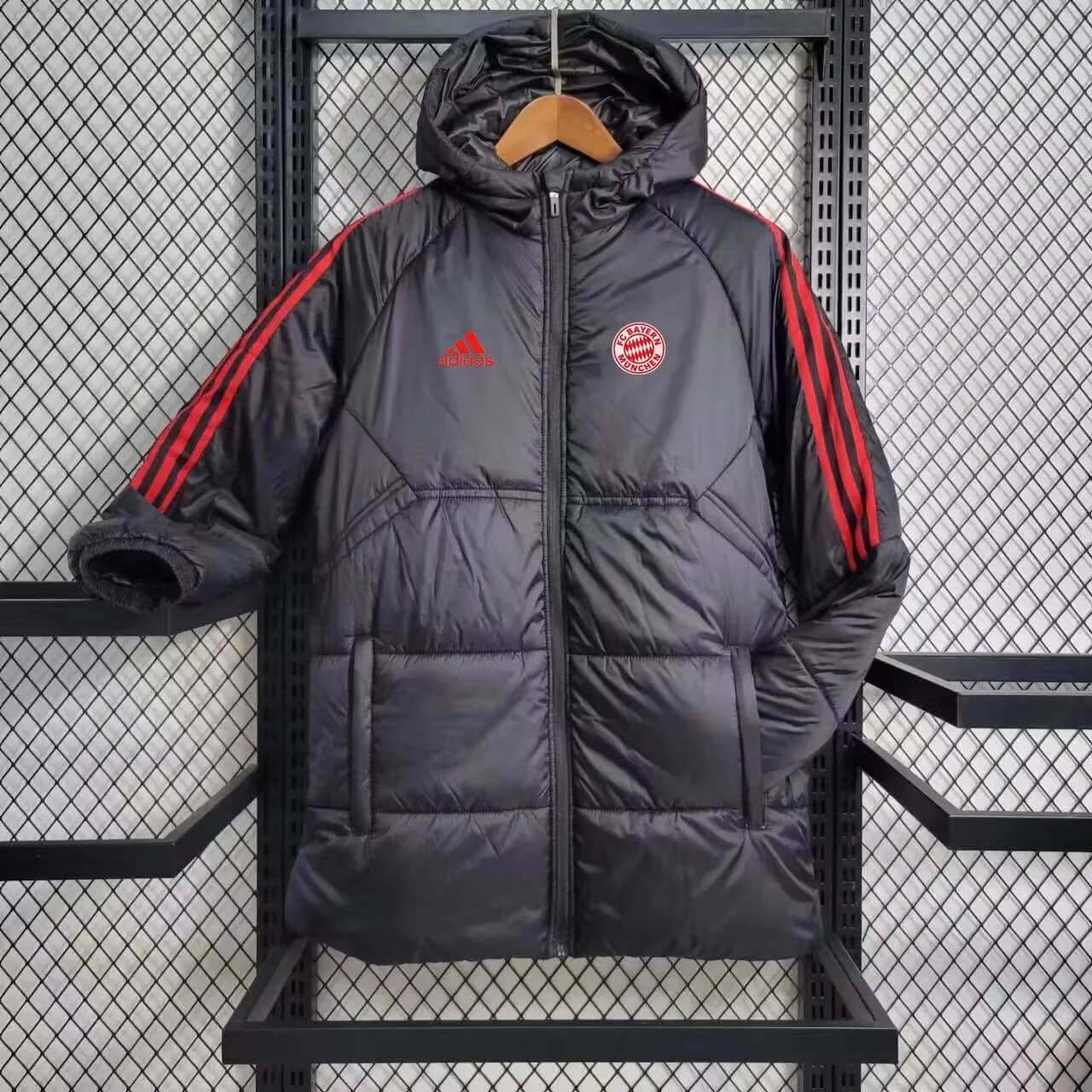 2024/2025 Bayern Munich Black-Red Edge Soccer Long Cotton jacket 1:1 Thai Quality