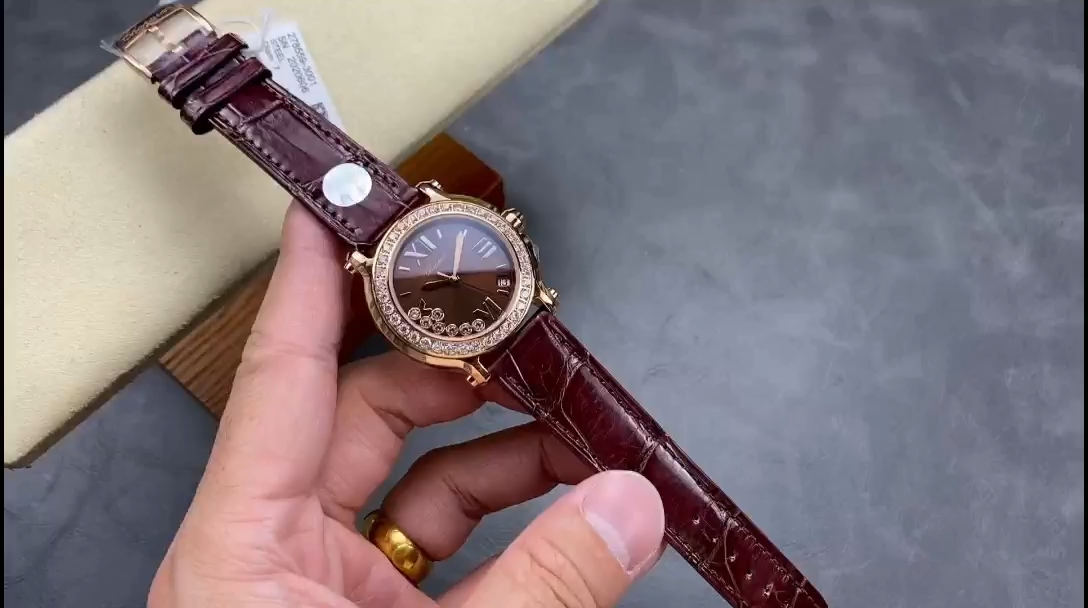 【Super Clone】Chopard Happy Sport Diamond Bezel Brown Quartz 278475-3037