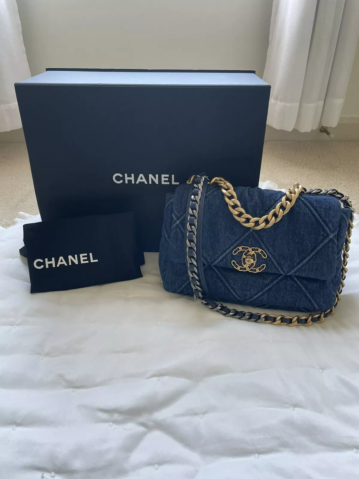 Chanel 19 Flap Denim Bag Blue 26cm/10.2in