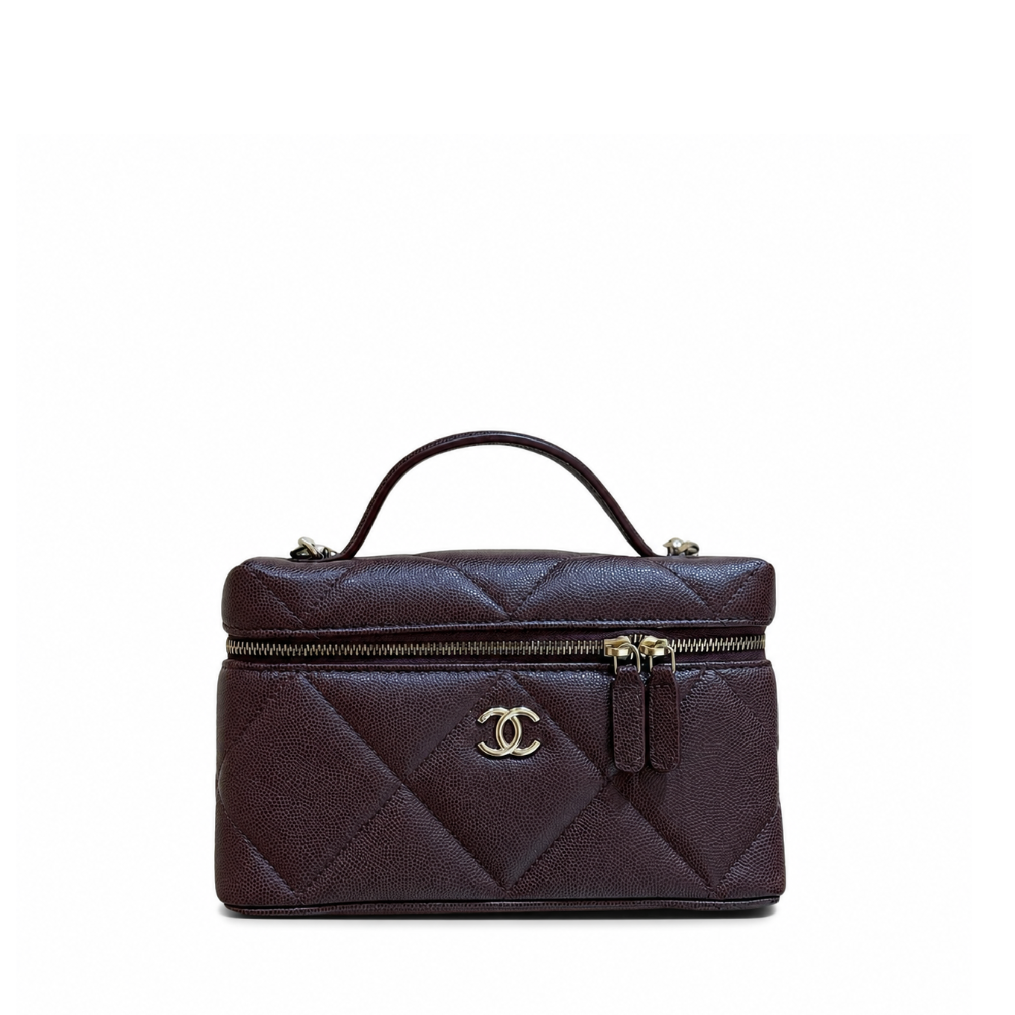 Chanel Top Handle Slim Vanity Case Dark Brown Hardware 19cm/7.5in