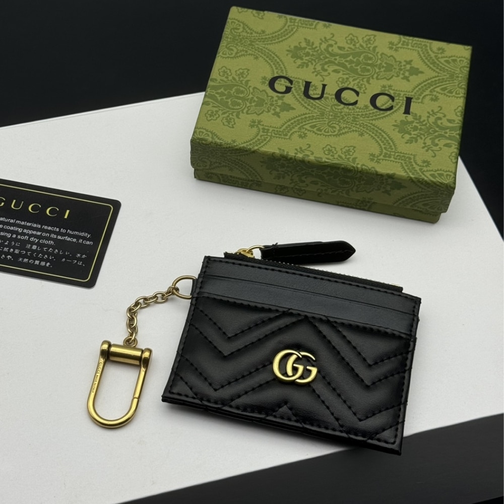 Gucci Gg Marmont Keychain Wallet Black 10cm