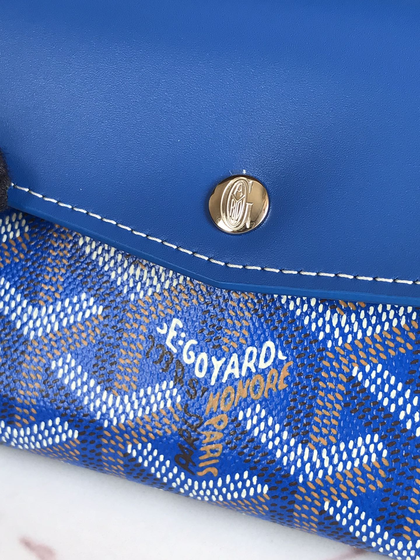 Goyard Saint-Gabriel Wallet 12 Cm Sapphire Blue Calfskin And Goyardine Canvas