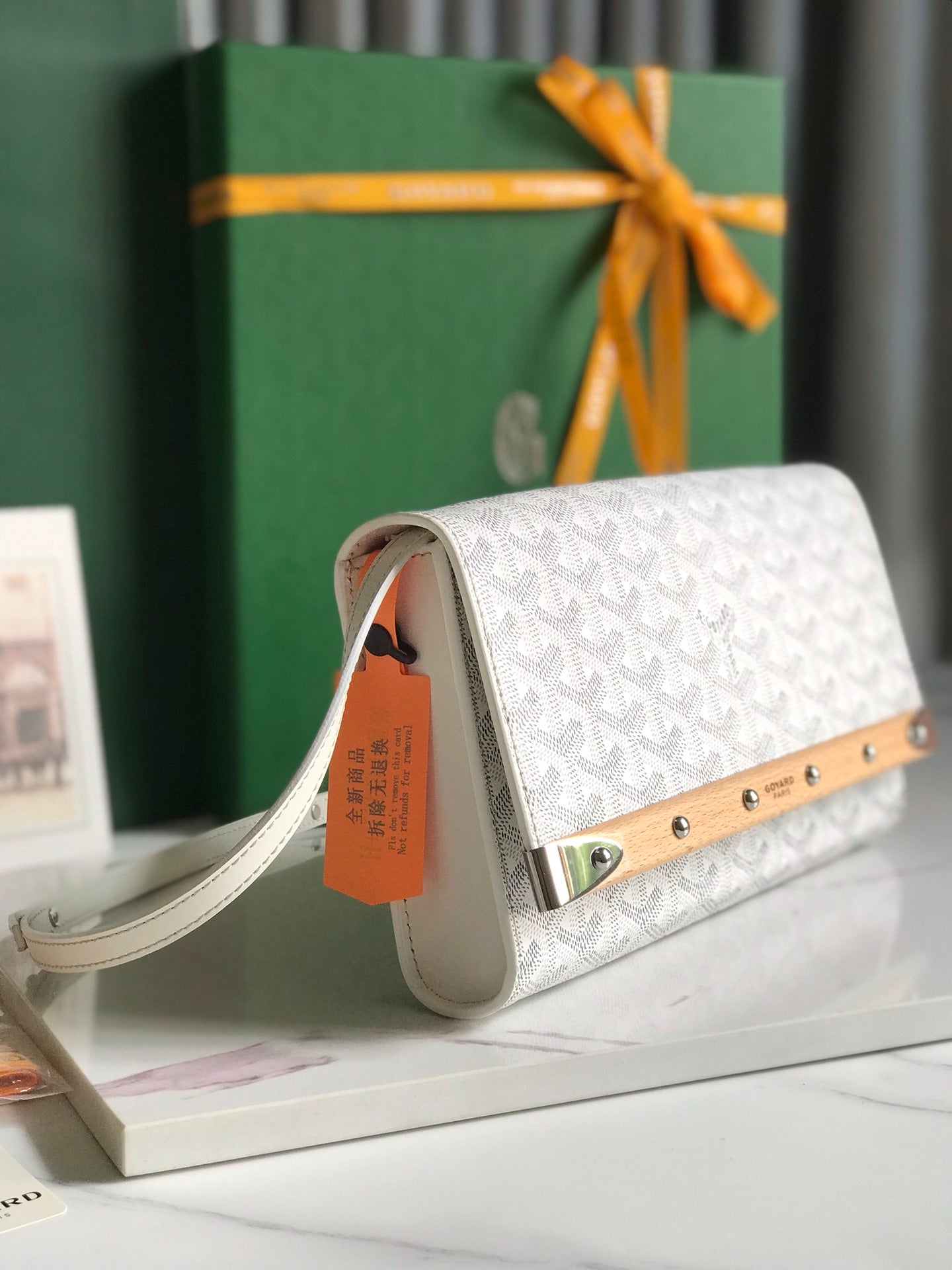 Goyard Monte-Carlo Pm Clutch 25 Cm White Goyardine Canvas