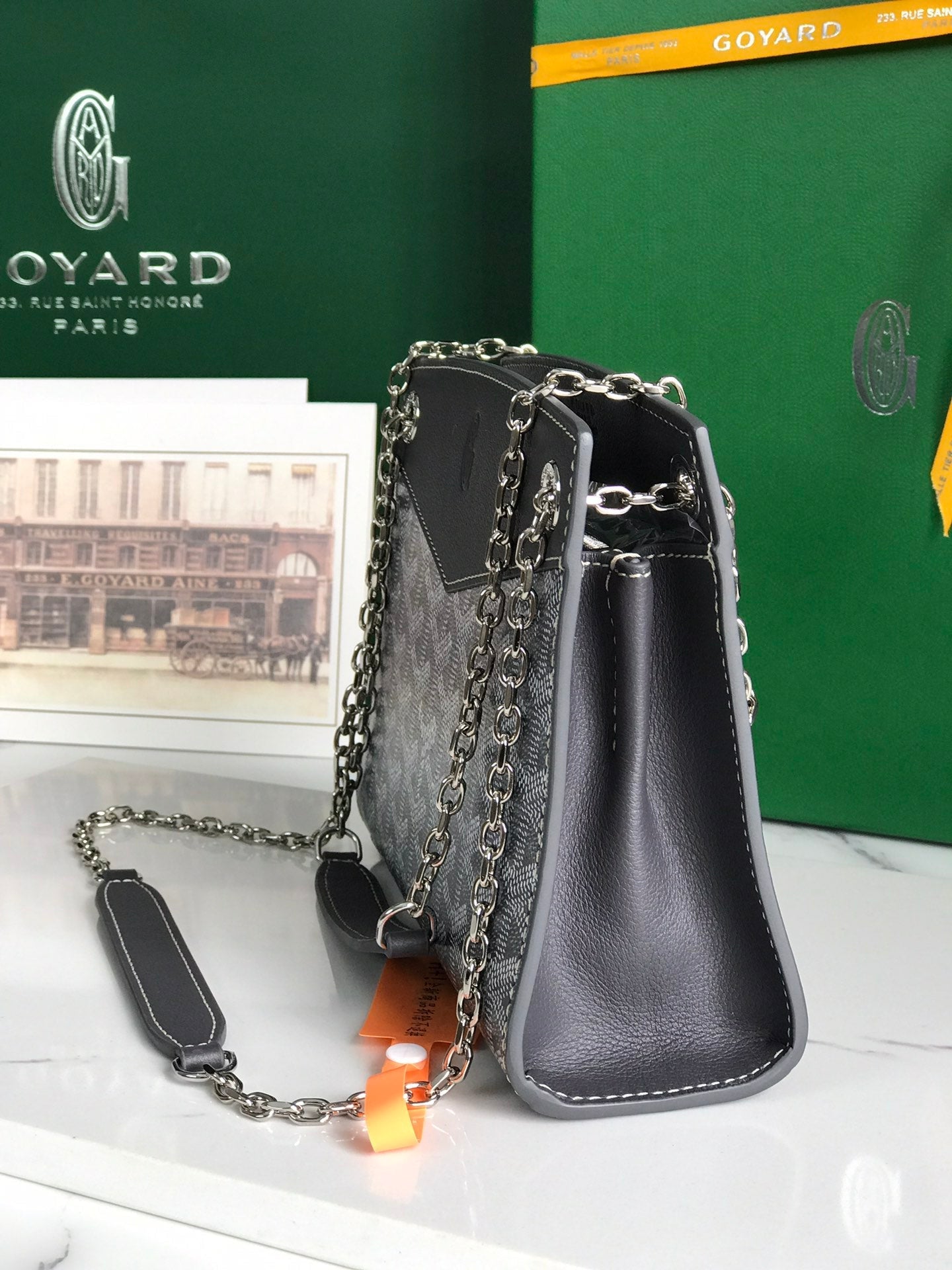 Goyard Rouette Structuré Mini Bag 21cm Grey Black Goyardine Canvas And Calfskin