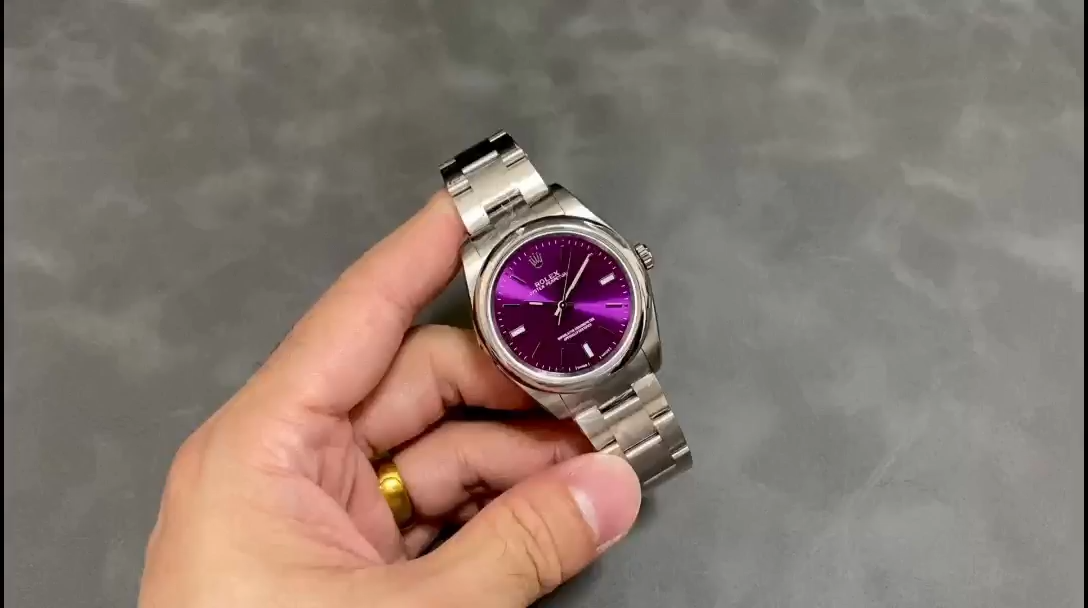 【Super Clone】Rolex Oyster Perpetual Air-King 114200 Grape Red Index Dial 34mm Unisex Replica watch